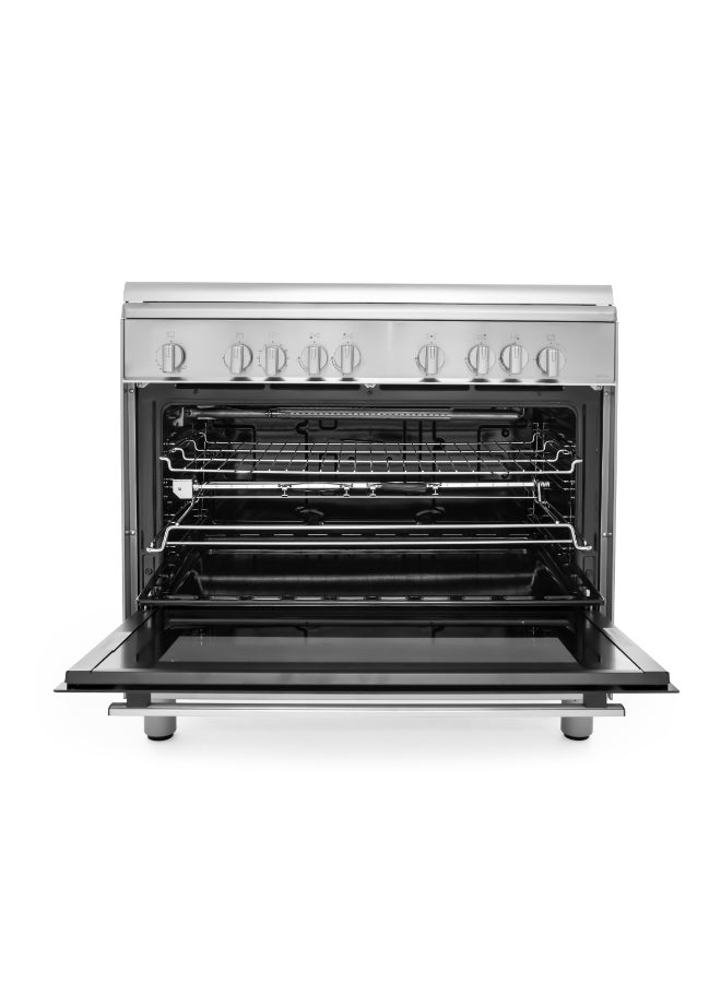 ELBA Gas Cooker and Electric Oven 90X60CM 5 Gas Burners 1 Double Ring  Wok Steel  - Image 2