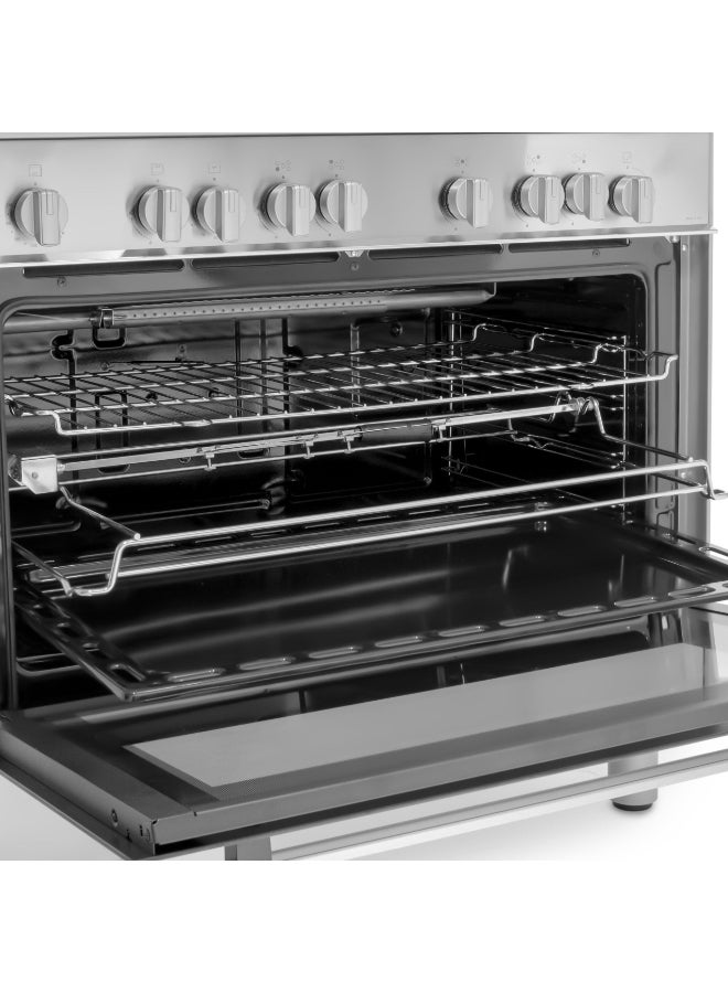 ELBA Gas Cooker and Electric Oven 90X60CM 5 Gas Burners 1 Double Ring  Wok Steel  - Image 5