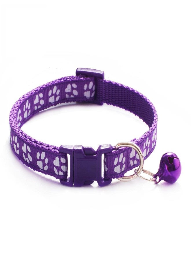 Litvibes Cat Collars Set of 3 with Bell,Kitten & Small Soft Adjustable Collar Safe,Solid Breakaway for Cats & Puppies,Cute Kitty Neckband with Paw Print- (Black,Yellow,Purple) - Image 3