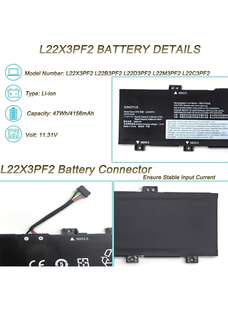 Terabyte بطارية لابتوب بديلة 47Wh L22X3PF2 L22C3PF2 متوافقة مع Len.ovo V14 V15 G4 AMN IAN G5 IRL Idea Pad Slim 3 14ABR8 15ABR8 16ABR8 15AMN8 14IRU9 5 Light L22B3PF2 L22D3PF2 L22M3PF2 L23D3PF0 - Image 3
