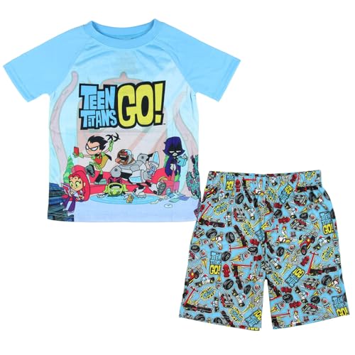 INTIMO Teen Titans GO! Little Boys' 'Superhero' Pajama Short Set, Blue, 6/7 - Image 2