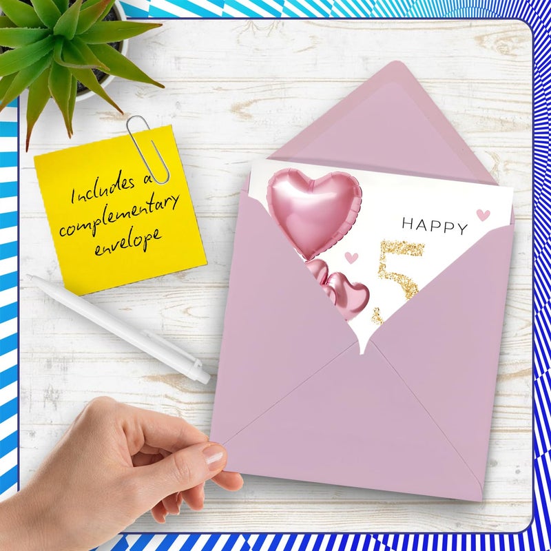 Stuff4 54th Birthday Cards for Women - Pink Glitter Balloons - Happy Birthday Card for 54 Year Old Woman Grandma Colleague Neighbor Wife  5.7 Inch Bday Greeting Cards - Image 5