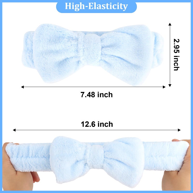 Ondder 8 Pcs Blue Spa Headbands - Fuzzy Terry Cloth Face Wash Headbands for Women's Makeup & Skin Care - Image 3