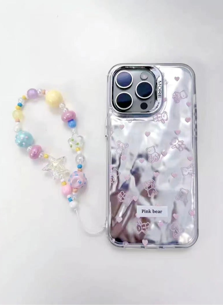 1pc mobile phone chain with cute star flower heart beaded mobile phone case pendant beaded mobile phone lanyard wristband anti-lost mobile phone strap bracelet keychain pendant  - Image 5