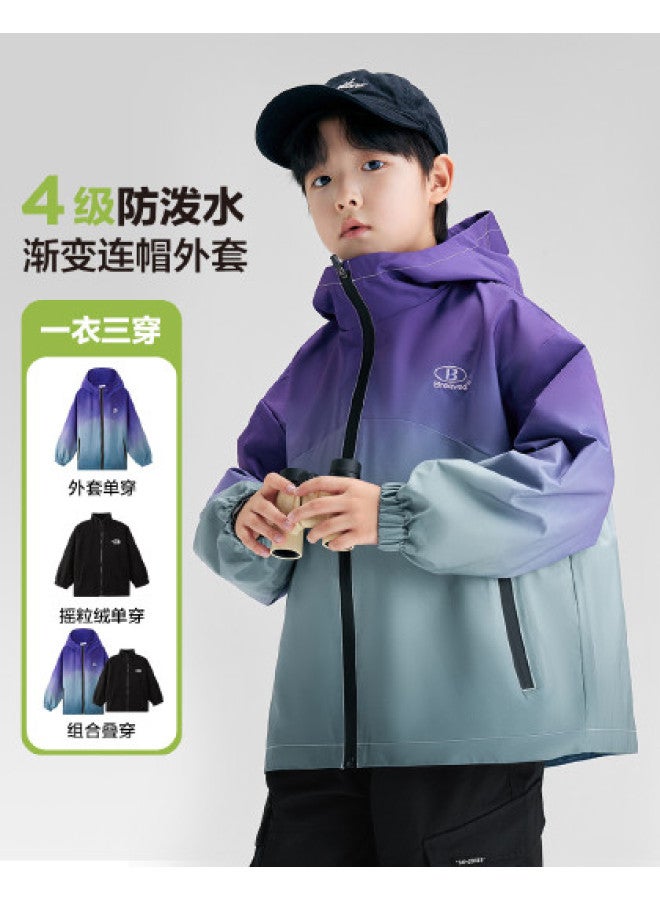 Zuoxi Boys' 3-in-1 Jacket Spring/autumn Waterproof Kids' Softshell Hooded Windproof Outdoor Hiking Jacket For Big Boys - Image 1