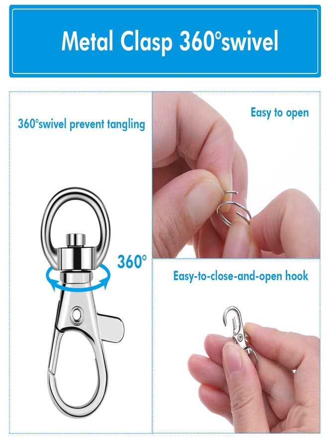 anezus Key Chain Swivel Hooks, Anezus 100pcs Keychain Hardware Metal Swivel Snap Hook Lanyard Clips Hooks with Keychain Rings for Keychain Hardware and Lanyard Charms - Image 3