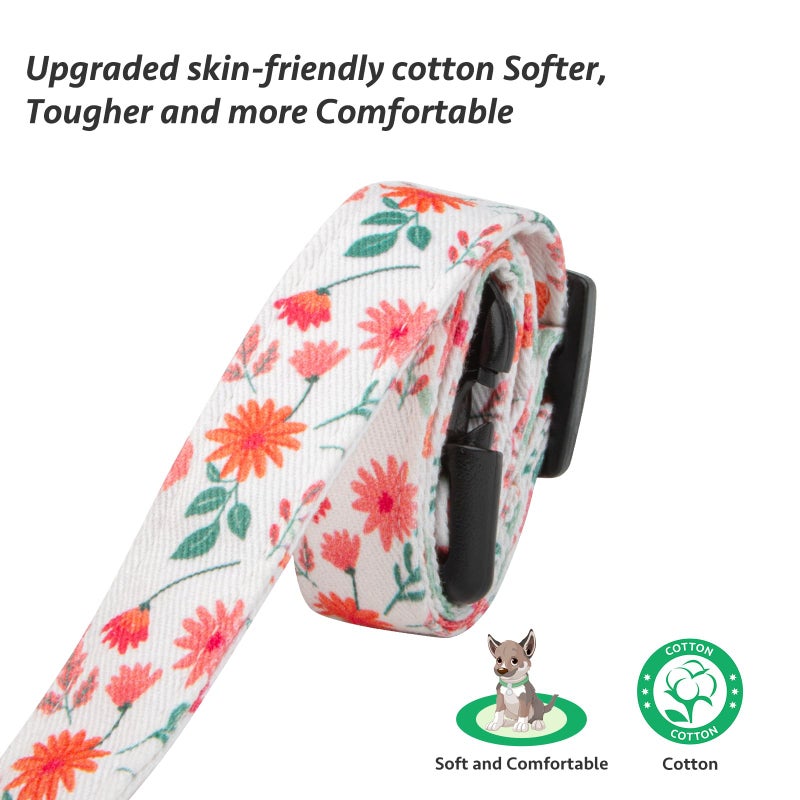 FYEQYAOU Cotton Handmade Dog Collar Cute and Distinctive Patterns Red and White Flower with Pendant for Girl Boy Dogs Collars S - Image 4