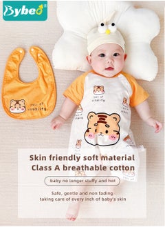 Bybeo Baby Short Sleeve Round Neck Bodysuit with Bib and Headband, Infant Cute Onesies for Newborn Boys and Girls  - Image 2