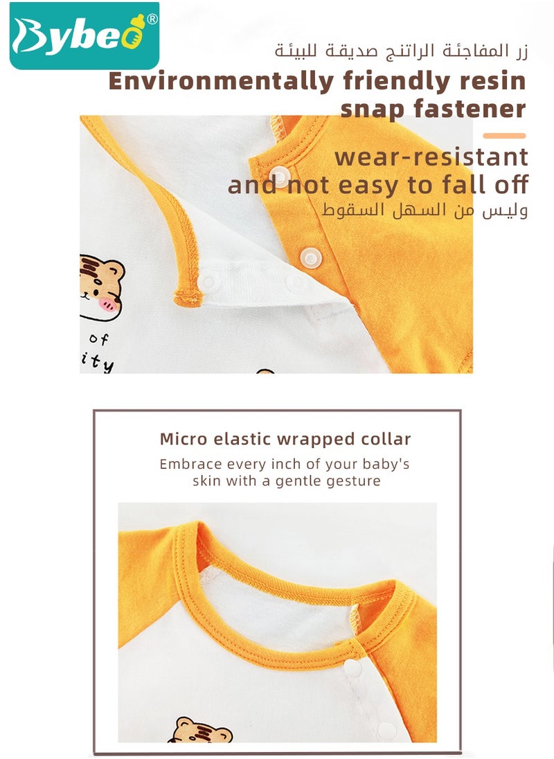 Bybeo Baby Short Sleeve Round Neck Bodysuit with Bib and Headband, Infant Cute Onesies for Newborn Boys and Girls  - Image 4