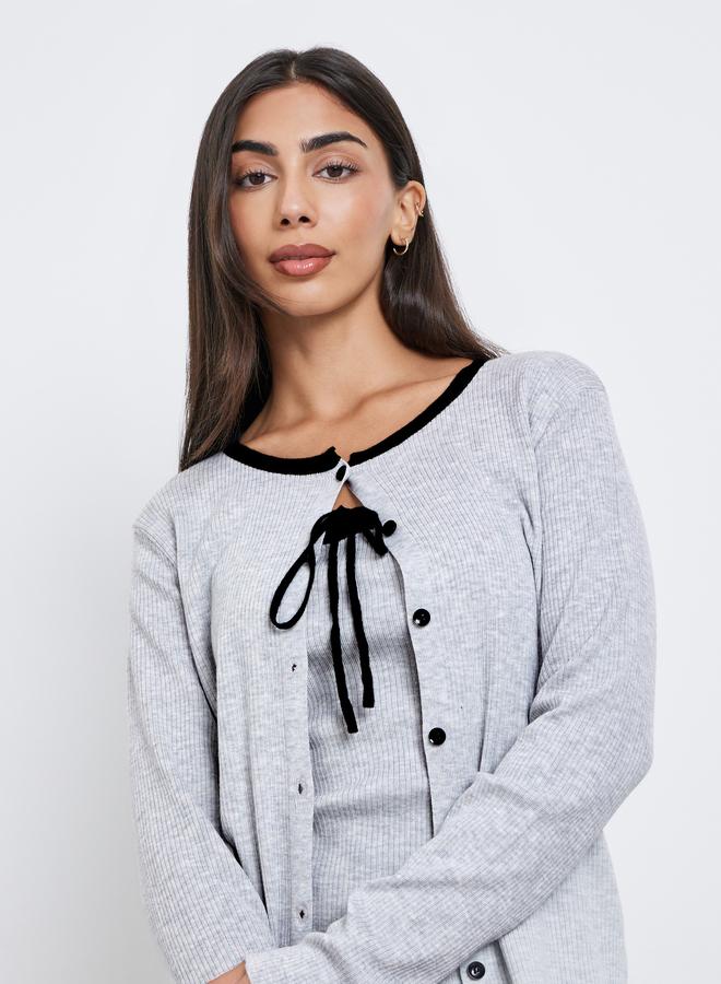 Styli 2-Piece Ribbed Knit Cardigan with Cami - Image 4