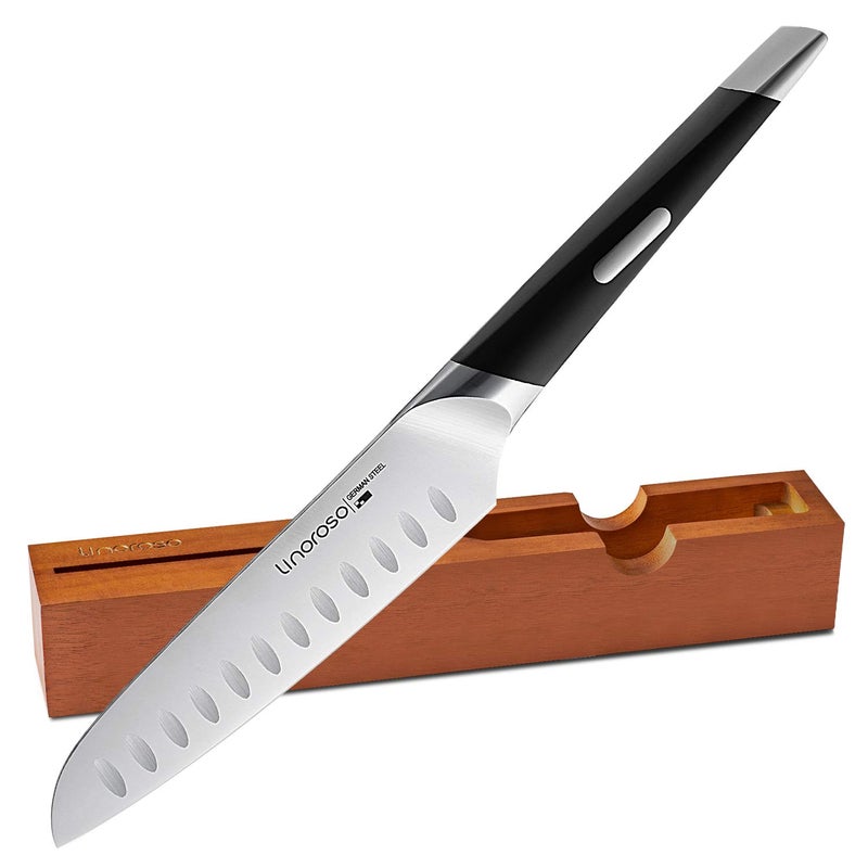 Linoroso Santoku Knife Ultra Sharp German HighCarbon Stainless Steel 6 inch Mako Series with Exquisite InDrawer Knife Block