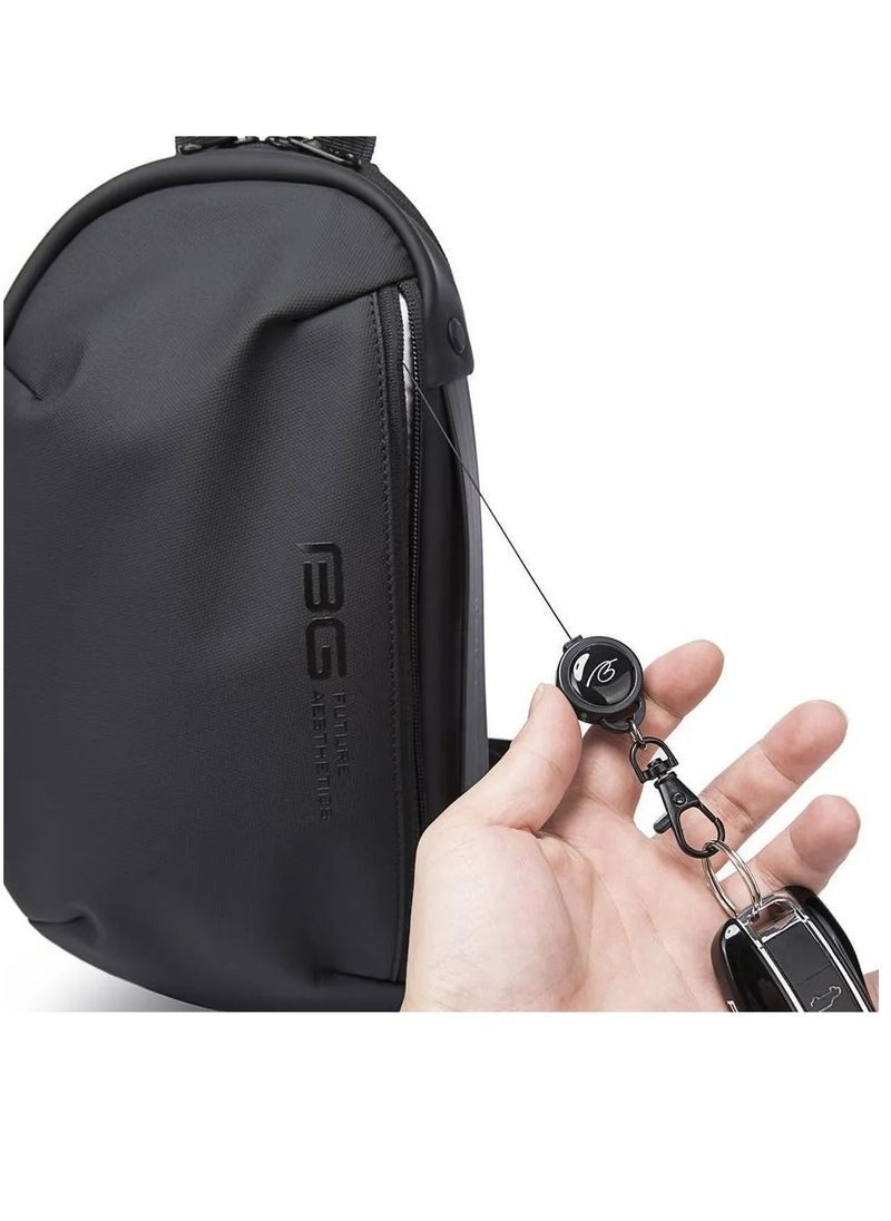 BANGE - Bange Men Epithelium Coating Waterproof Crossbody Chest Bag with USB Port, Size: 34 x 19 x 6cm(Black) - Image 1