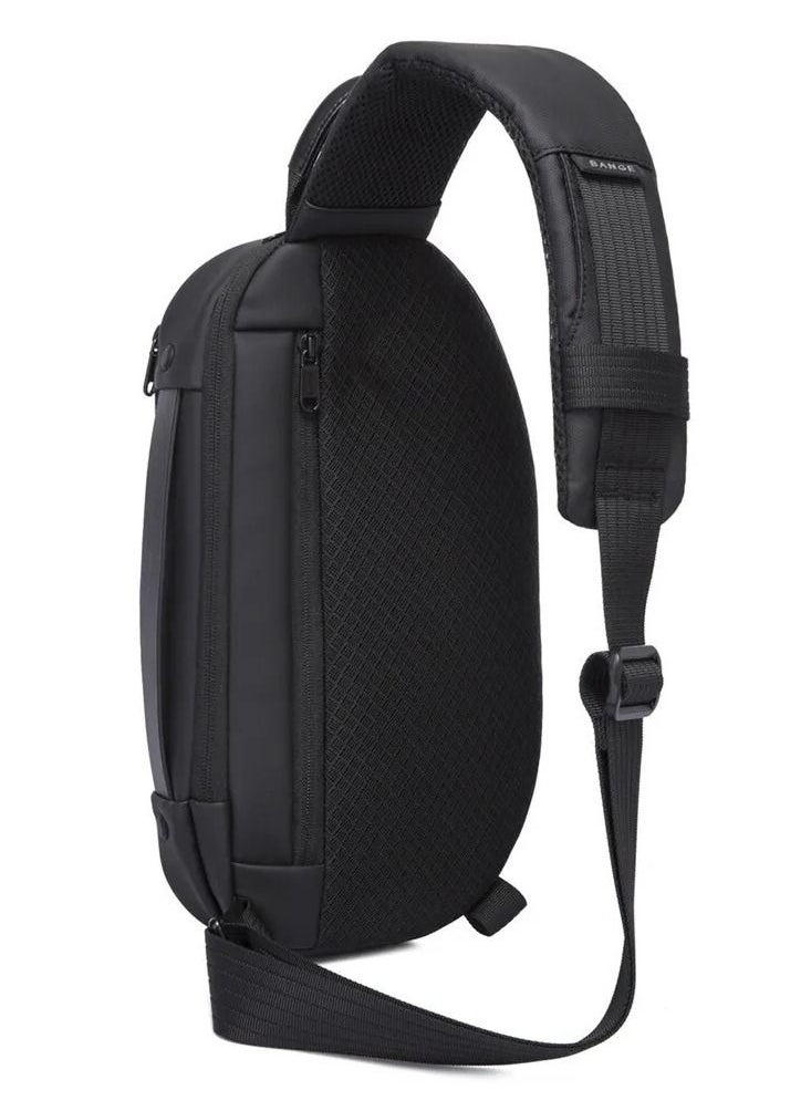 BANGE - Bange Men Epithelium Coating Waterproof Crossbody Chest Bag with USB Port, Size: 34 x 19 x 6cm(Black) - Image 1