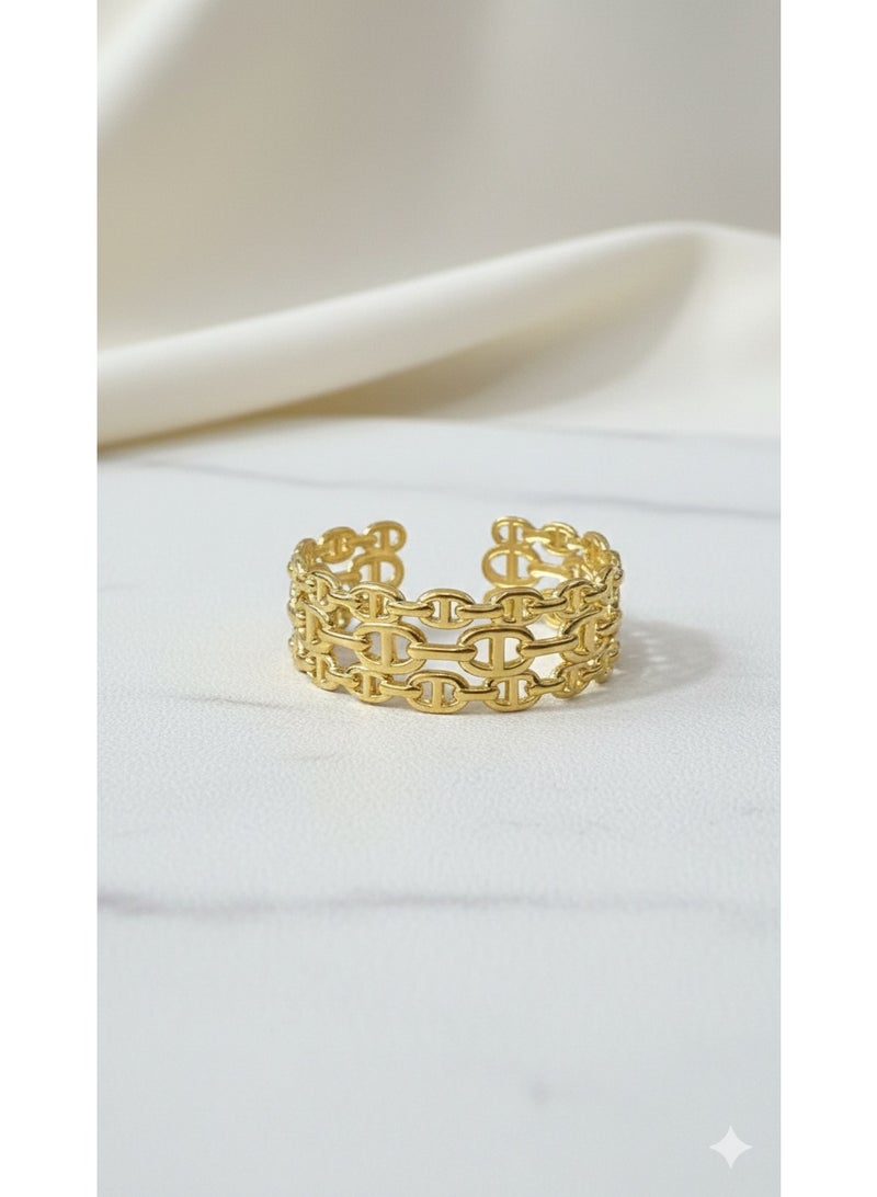 Luxury Gold Plated Stainless Steel Link Bangle. - Image 2