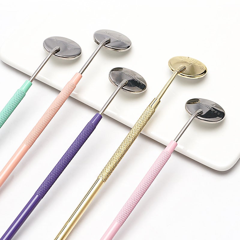 Beauty Tools Eyelash Mirror Small Round Mirror Grafting False Eyelashes Makeup Mirror Stainless Steel Dentist Oral Mirror - Image 1