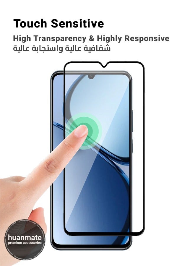 huanmate Screen Protector For Realme C63 4G – Premium Edge to Edge Tempered Glass, High Transparency, Delicate Touch, Anti-Explosion, Smooth Arc Edges, Easy Installation - Image 3