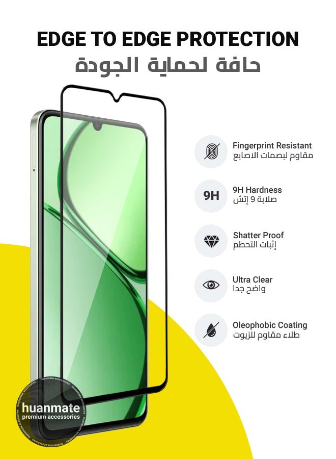 huanmate Screen Protector For Realme C63 4G – Premium Edge to Edge Tempered Glass, High Transparency, Delicate Touch, Anti-Explosion, Smooth Arc Edges, Easy Installation - Image 2