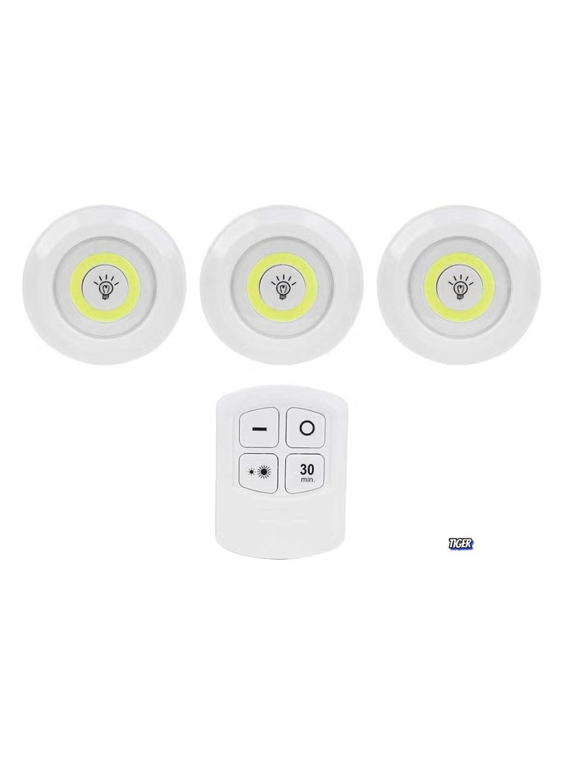 TIGER LED COB Night Light - 3 Pcs LED Night Light with Remote Control, Battery Powered Wireless LED Disc Lamp, Dimmable Night Light, Perfect for Bedroom, Hallway, and Living Room - Image 2