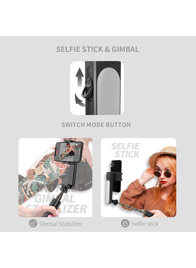 28.3-Inch Multi-function Selfie Stick Desktop Tripod Gimbal Stabilizer with Telescoping Rod 6 Sections Anti-Shaking with Phone Clip Detachable Beauty Fill Light & Remote Control
