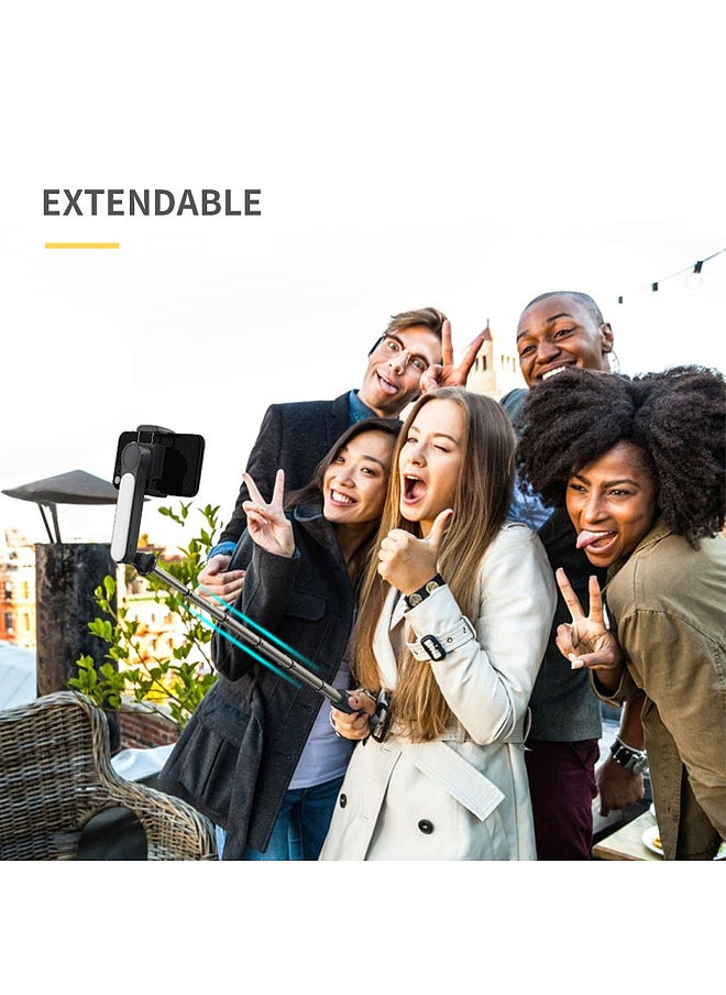 28.3-Inch Multi-function Selfie Stick Desktop Tripod Gimbal Stabilizer with Telescoping Rod 6 Sections Anti-Shaking with Phone Clip Detachable Beauty Fill Light & Remote Control