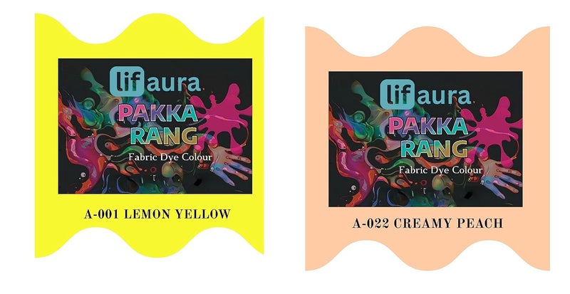 Prokart Lifaura Pakka Rang Fabric Permanent Dye Color Kit Pack of 6 Sachets 5g Each 30g Pack with 30g DyfixerShadeA001 Lemon Yellow01 Peach22 Each Color 3 sachets - Image 1