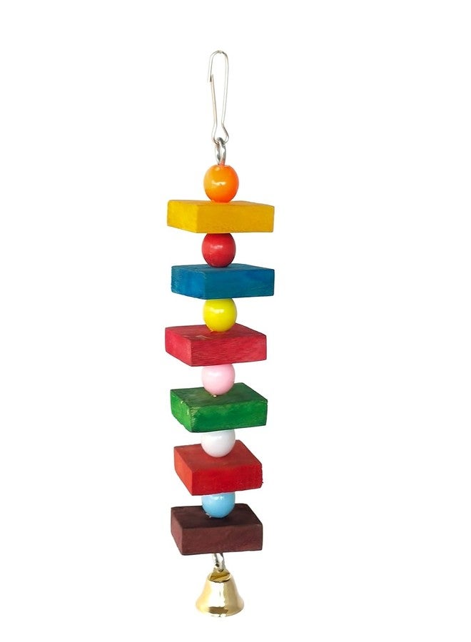 SS Organic Wooden Parrot Cubes Blocks Chewing Toys Parrot Knots Block Chew Toy Bells Bird Wood Hanging Toys Medium Large Birds Conures Cockatiels African Grey Cage Accessories - Image 1