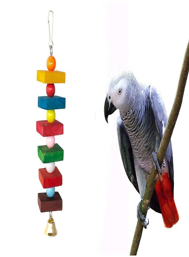 SS Organic Wooden Parrot Cubes Blocks Chewing Toys Parrot Knots Block Chew Toy Bells Bird Wood Hanging Toys Medium Large Birds Conures Cockatiels African Grey Cage Accessories - Image 5