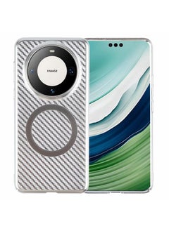 For Huawei Mate 60 6D Plated Carbon Fiber Clear Magsafe PC Phone Case(Starlight Silver)