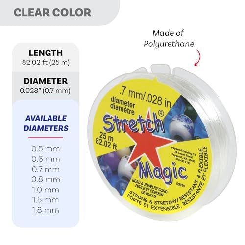 Stretch Magic Elastic Beading Cord – Clear Color, 0.7mm in Diameter, 25-Meter (82 ft) - Easy to Knot, Strong & Stretchy String for Making Beaded Jewelry - Image 3