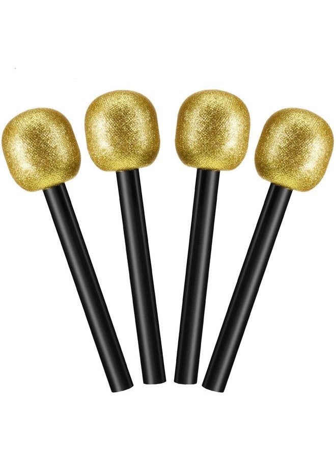 Yaomiao 4 Packs Glittered Gold Microphone Pretend Toy Microphone For Party Favors Decoration  - Image 1