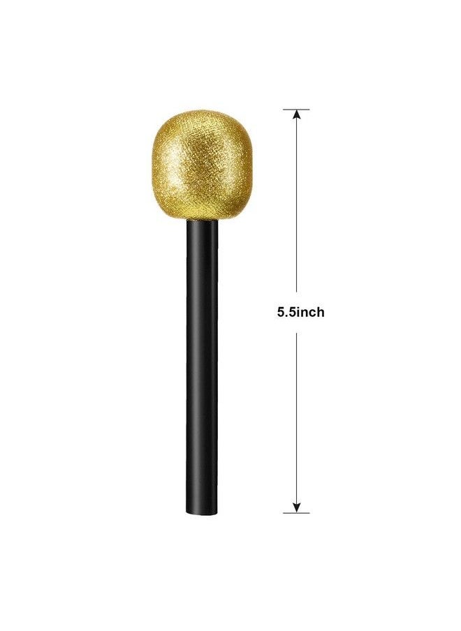 Yaomiao 4 Packs Glittered Gold Microphone Pretend Toy Microphone For Party Favors Decoration  - Image 3