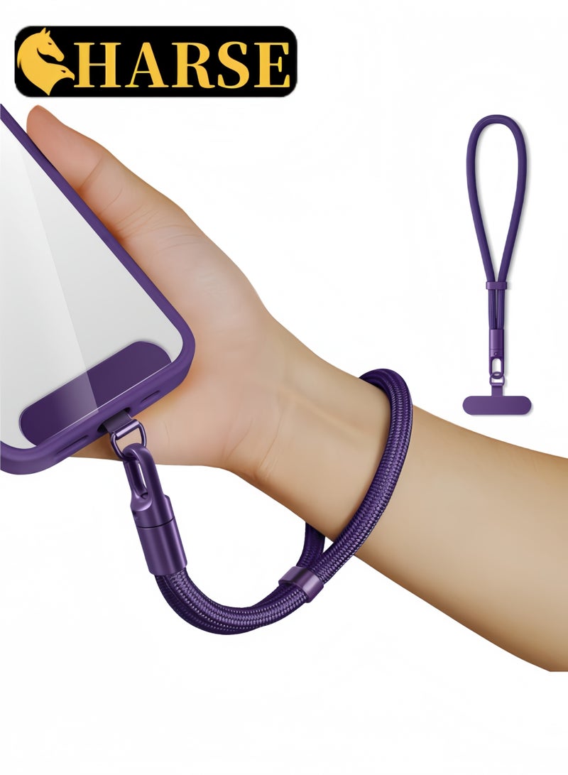 Harse Universal Phone Hand Wrist Strap Lanyard – Multifunctional Anti-Loss Wrist Strap Holder for Smartphones (Dark Purple) - Image 1