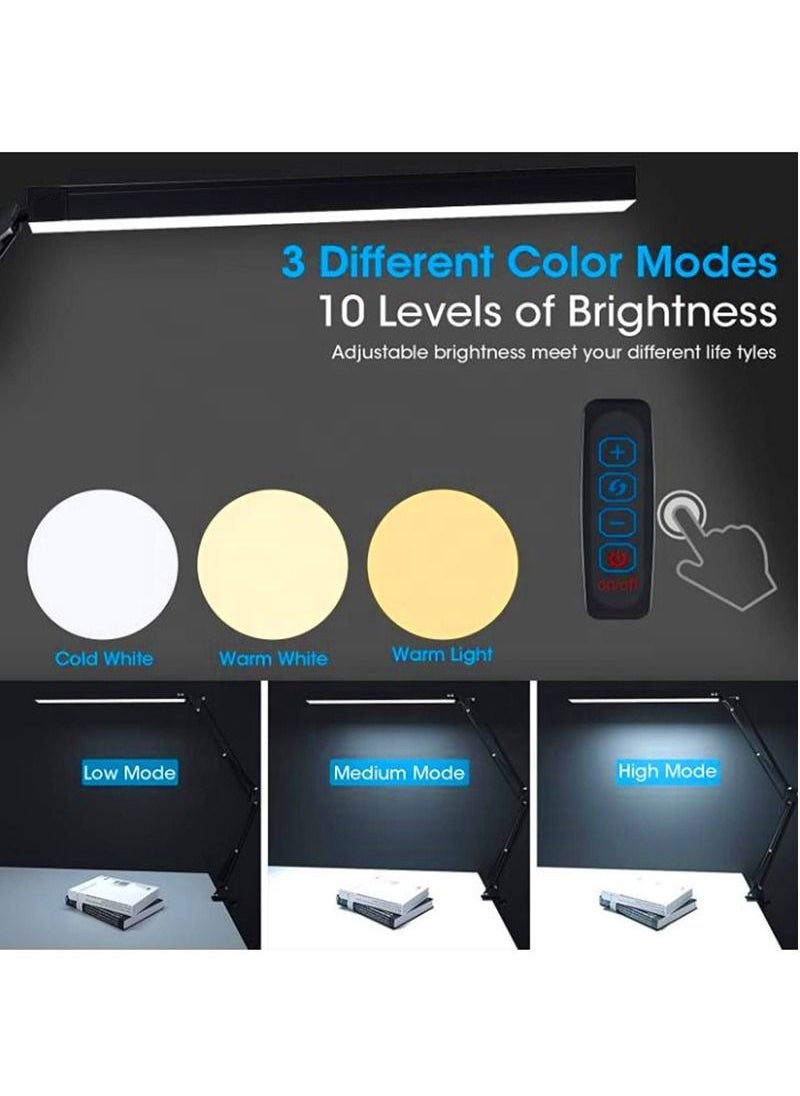 OPULENCE - Metal Swing Arm Desk Lamp Interchangeable Base Or Clamp Classic Architect Clip On Study Table Lamp Multi Joint Adjustable Arm 360 LED Rotation White Finish 3 Color LED 10 Level Dimmable (White) - Image 1