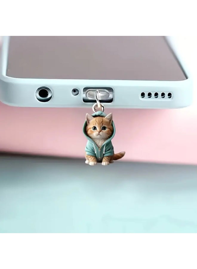 The Acrylic Dust Plug Is Suitable For Apple Mobile Phone Lightning Interface And Type-c Oval Interface-Colour:Green Sweatshirt Cat Dust Plug-Applicable Model:Apple Lightning Interface - Image 5