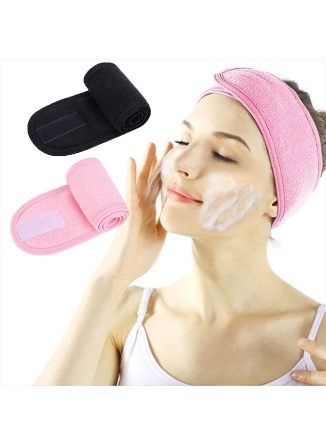LADES Facial Spa Headband - Makeup Shower Bath Wrap Sport Headband Terry Cloth Adjustable Stretch Towel with Magic Tape - Image 1