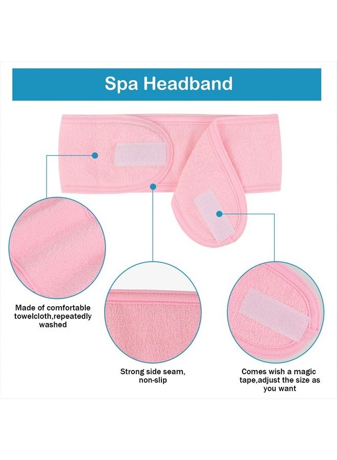 LADES Facial Spa Headband - Makeup Shower Bath Wrap Sport Headband Terry Cloth Adjustable Stretch Towel with Magic Tape - Image 2