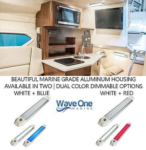 Wave One Marine 12 Dual Color Dimmable Dome Boat Light 12V Volt RV Aluminum Housing Touch Dimmer Switch IP67 Waterproof Interior Exterior White Red - Image 3