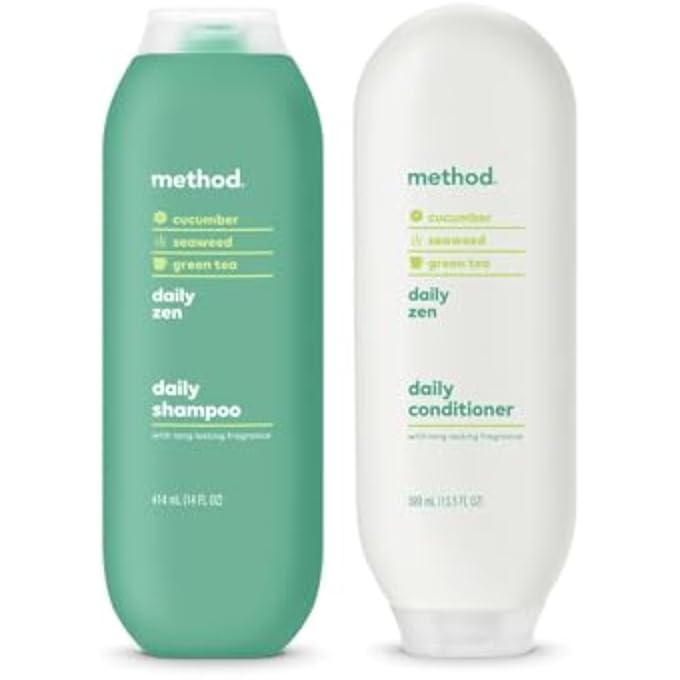 Method Daily Zen Every Day Hair Care Shampoo (14 oz) + Conditioner (13.5 oz) with Cucumber, Seaweed and Green Tea, Paraben and Sulfate Free
