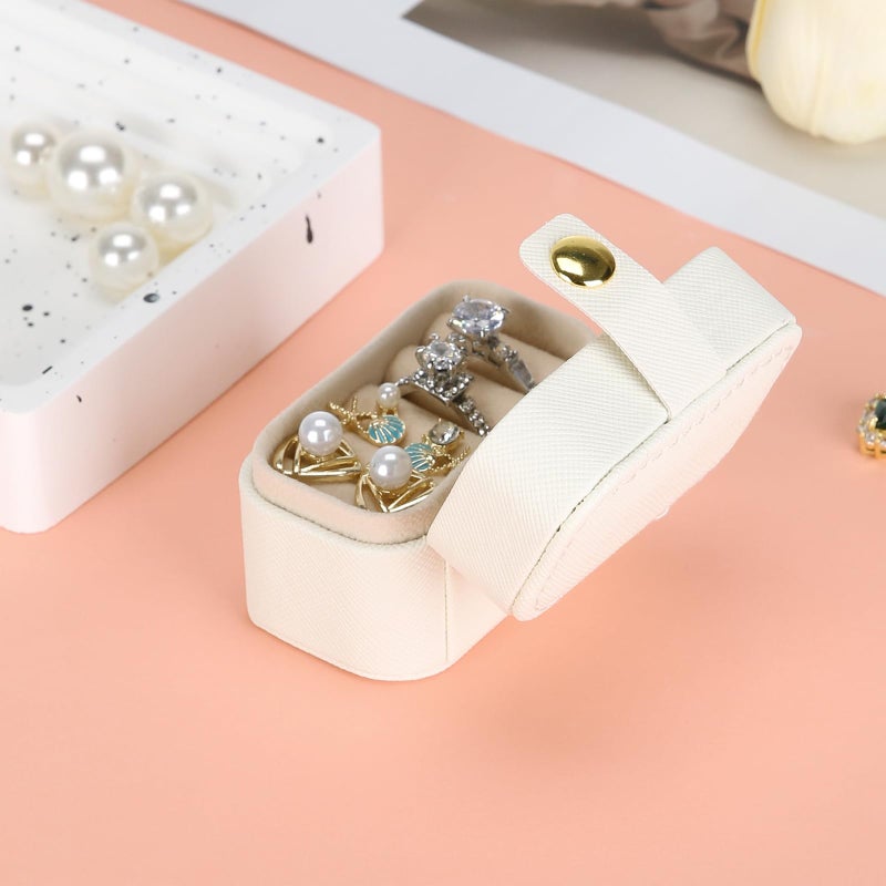 KUKUVR Small Travel Jewelry Box For Ring Stud Earring, Mini Jewelry Ring Holder for Multiple Rings, Portable Jewelry Storage Organizer Case (White) - Image 4