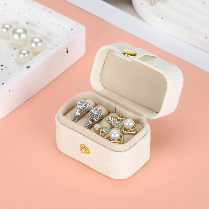 KUKUVR Small Travel Jewelry Box For Ring Stud Earring, Mini Jewelry Ring Holder for Multiple Rings, Portable Jewelry Storage Organizer Case (White) - Image 3