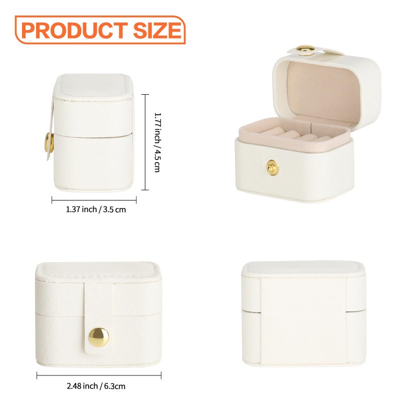 KUKUVR Small Travel Jewelry Box For Ring Stud Earring, Mini Jewelry Ring Holder for Multiple Rings, Portable Jewelry Storage Organizer Case (White) - Image 2