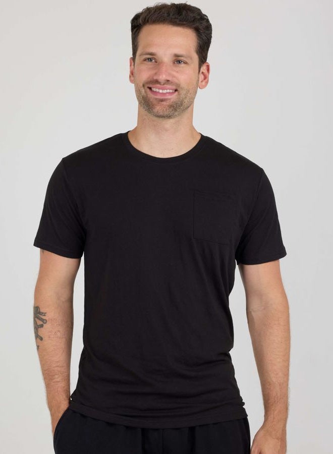 REALESSENTIALS 4 Pack:Mens Cotton Quick Dry Dri Fit Shirt Short Sleeve Crew Pocket T-Shirt Tee Gym Casual Work Fashion Athletic Active Workout Undershirt Cool Clothes Sport Sleep Performance Lounge Wicking-Set 7,XL - Image 2