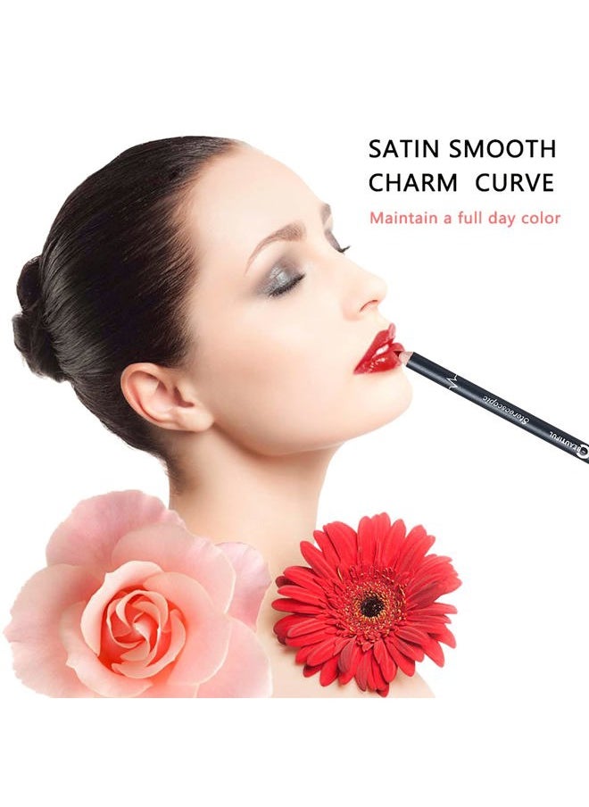 DC-BEAUTIFUL 12Pcs Lot Set 12 Colors Lip Liner Pencil Waterproof Non-marking Matt Velvet Lipstick Pen, Professional Long Lasting Lipliner Set with Sharpener  - Image 2