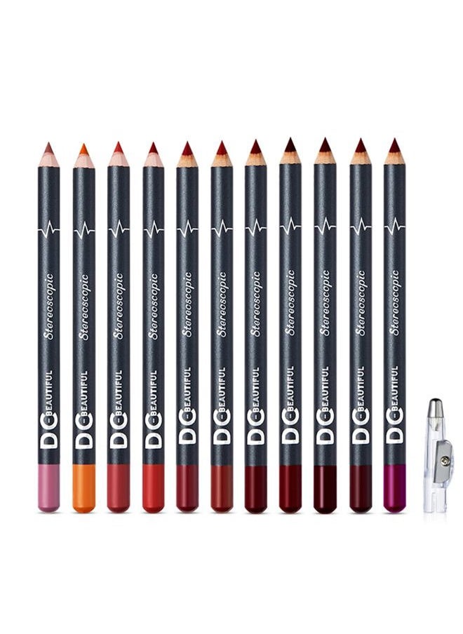 DC-BEAUTIFUL 12Pcs Lot Set 12 Colors Lip Liner Pencil Waterproof Non-marking Matt Velvet Lipstick Pen, Professional Long Lasting Lipliner Set with Sharpener  - Image 1