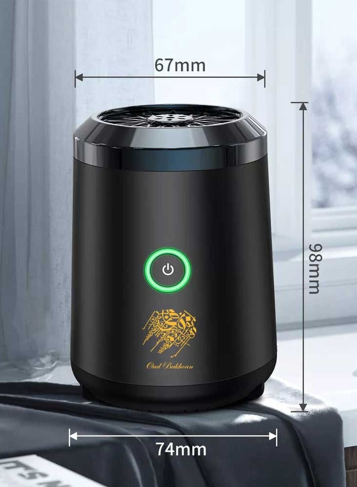 عود بخوان [ترقية] مبخرة ذكية صغيرة محمولة عبر USB قابلة لإعادة الشحن باللون الأسود - Image 2