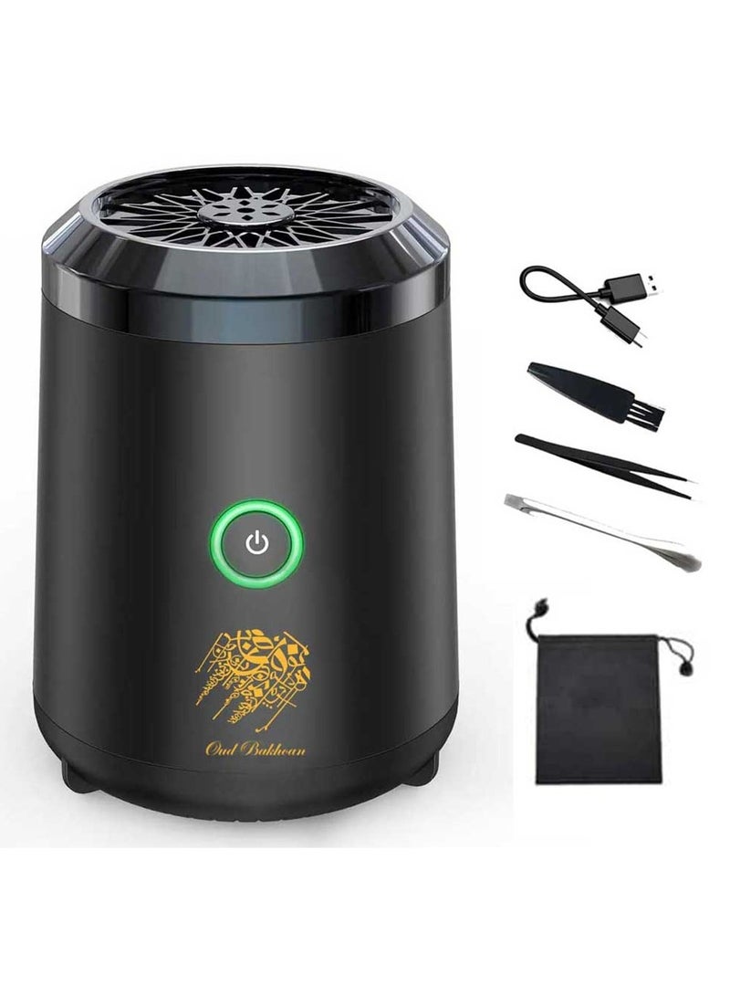 عود بخوان [ترقية] مبخرة ذكية صغيرة محمولة عبر USB قابلة لإعادة الشحن باللون الأسود - Image 1