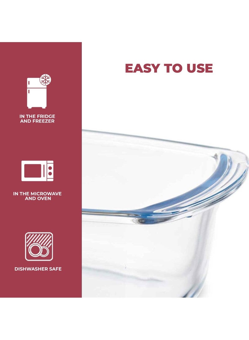 Laopala Serving Bowl Oven & Microwave Safe (1.8L) Bowl Borosilicate Glass Clear & Borosil Glass Baking Dish Rectangular - Image 4