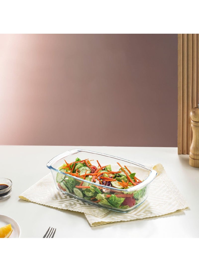 Laopala Serving Bowl Oven & Microwave Safe (1.8L) Bowl Borosilicate Glass Clear & Borosil Glass Baking Dish Rectangular - Image 3