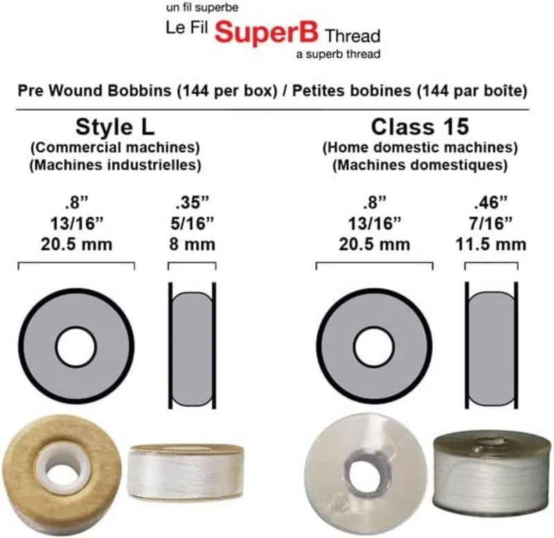 Superpunch 60S/2 Polyester Pre-Wound Bobbins Thread, Class 15 A, Superb White 60wt. Sewing Thread – 144 Bobbins, Sewing Machines DIY Embroidery Polyester - Image 2