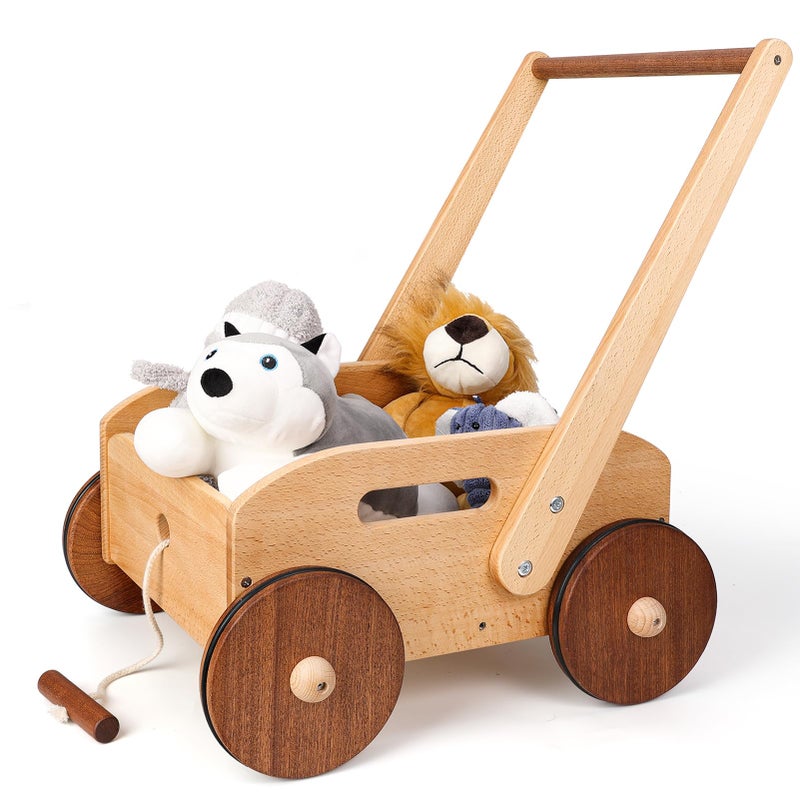 Woodtoe Wooden Baby Walker Adjustable Speed Baby Push Walker Montessori Push Toys for Babies Learning to Walk Educational Walking Toys Gift for Toddler Boys Girls 1 2 3 Years Old - Image 4